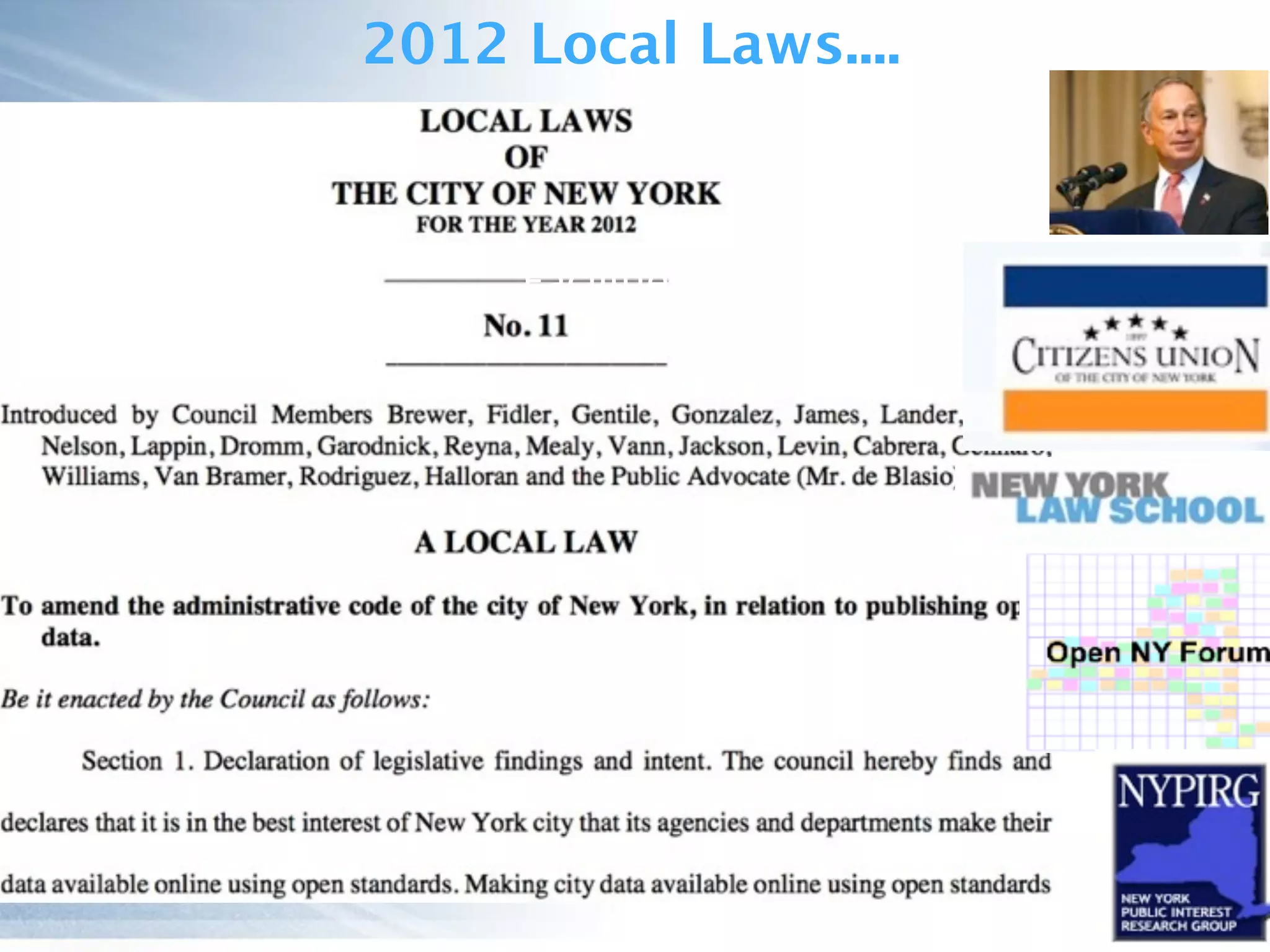 Facili&es
2012 Local Laws....
 
