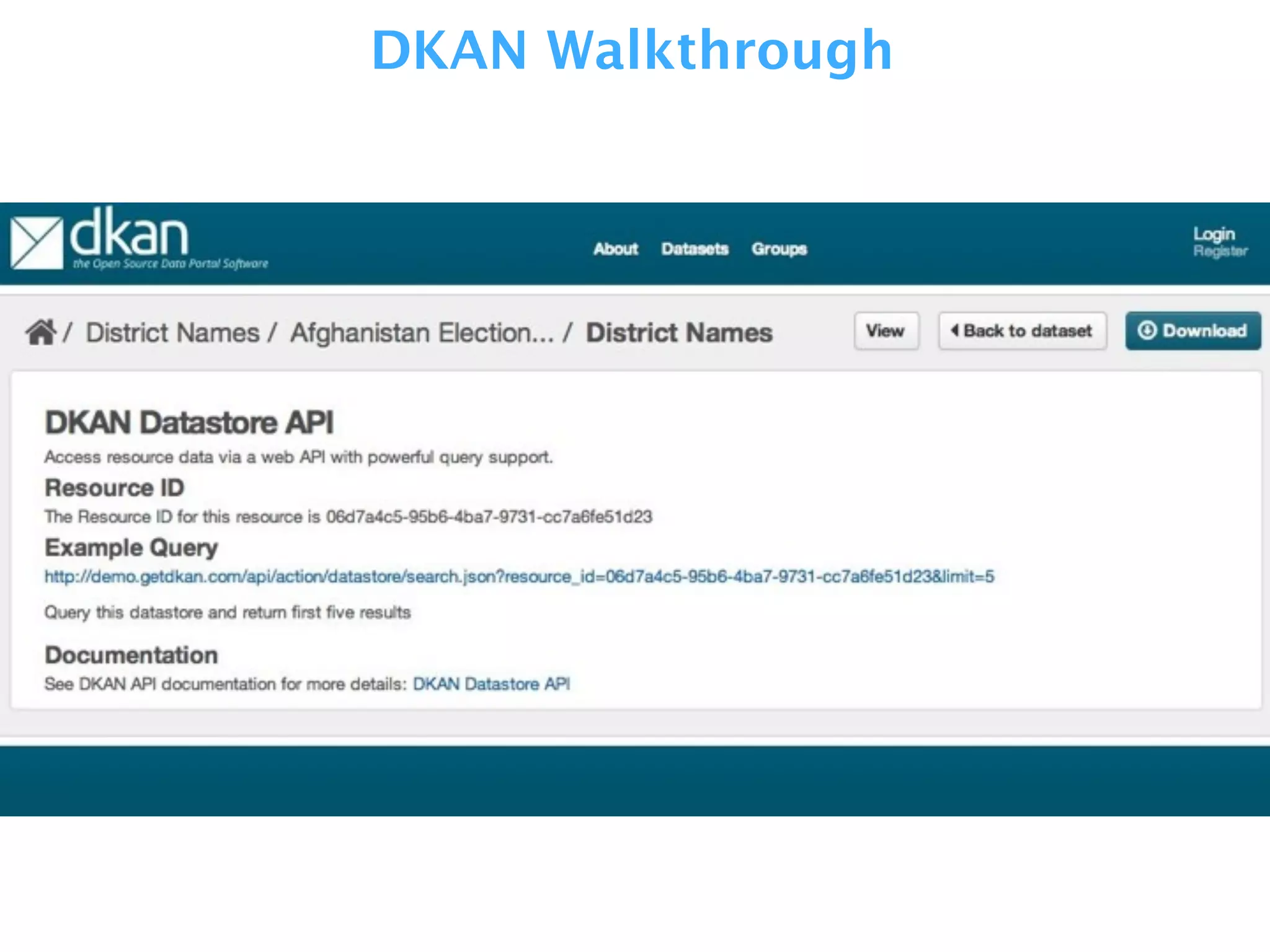 DKAN Walkthrough
 