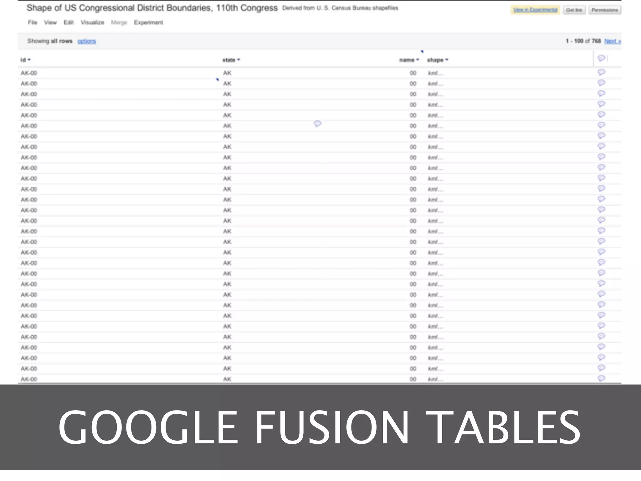 GOOGLE FUSION TABLES
 