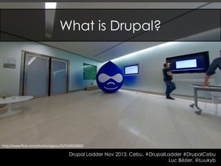 What is Drupal?

http://www.flickr.com/photos/zigazou76/9104028602

Drupal Ladder Nov 2013, Cebu. #DrupalLadder #DrupalCebu
Luc Bézier, @Luukyb

 