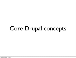 Core Drupal concepts
Sunday, October 31, 2010
 