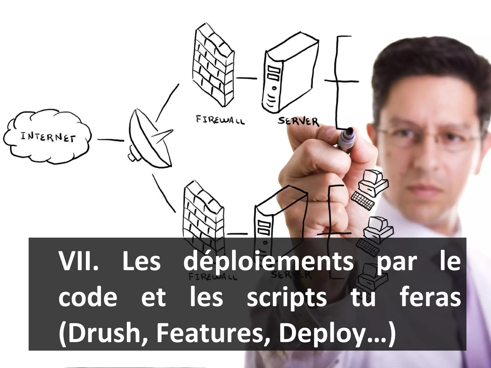 VII. Les déploiements par le code et les scripts tu feras (Drush, Features, Deploy…)  