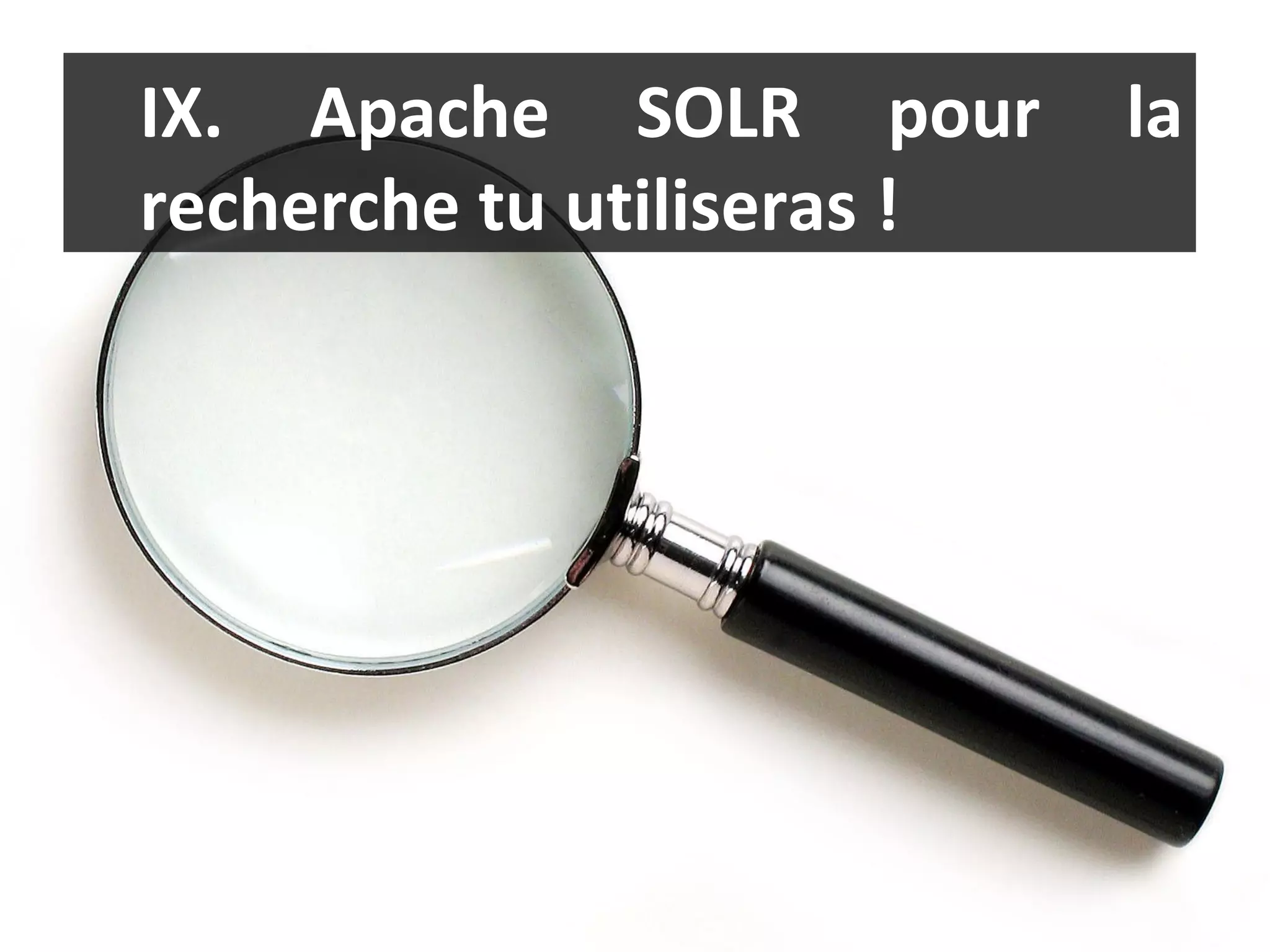 IX. Apache SOLR pour la recherche tu utiliseras ! 