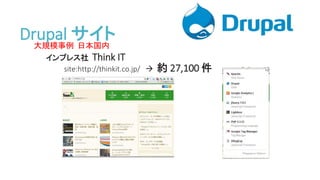 大規模事例 日本国内
インプレス社 Think IT
site:http://thinkit.co.jp/  約 27,100 件
Drupal サイト
 