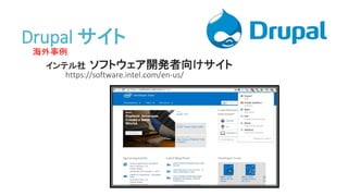 海外事例
インテル社 ソフトウェア開発者向けサイト
https://software.intel.com/en-us/
Drupal サイト
 