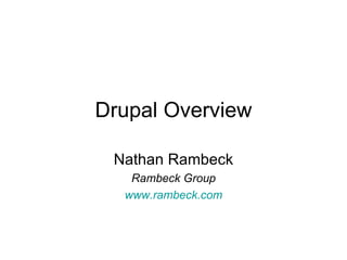 Drupal Overview Nathan Rambeck Rambeck Group www.rambeck.com 