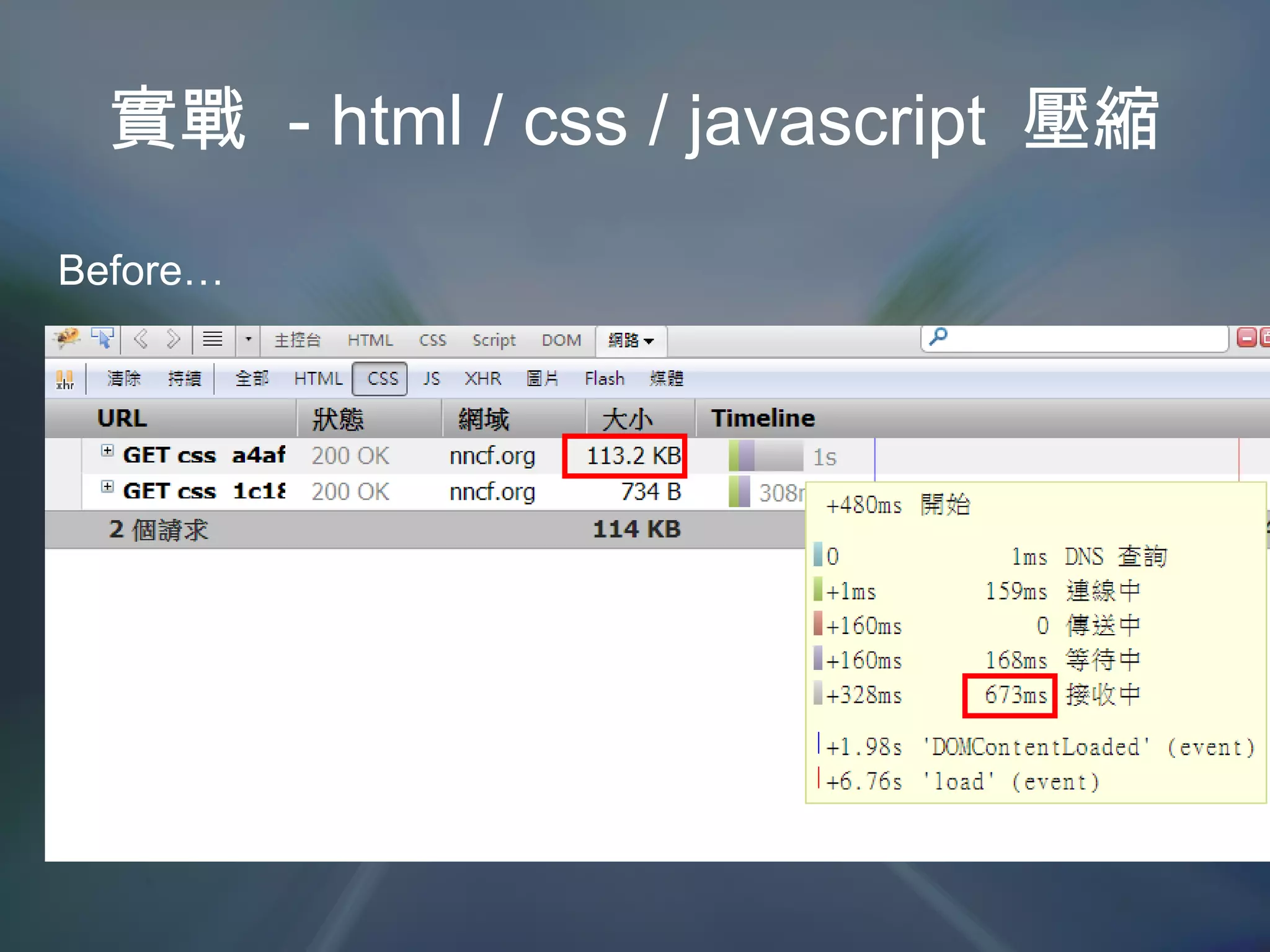 實戰  - html / css / javascript  壓縮 Before… 