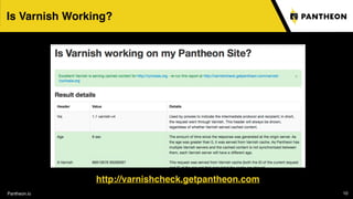 Pantheon.io
http://varnishcheck.getpantheon.com
10
Is Varnish Working?
 