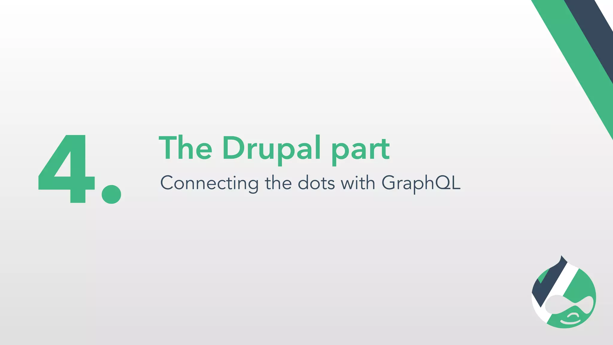 The Drupal part
Connecting the dots with GraphQL
4.
 