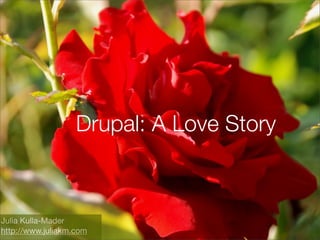 Drupal: A Love Story



Julia Kulla-Mader
http://www.juliakm.com
 