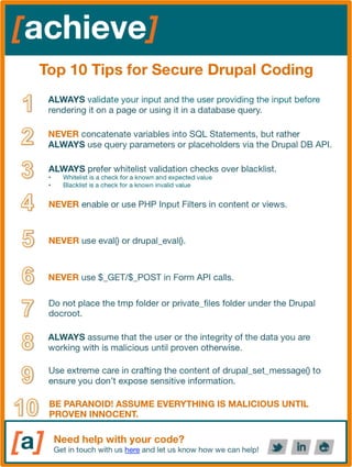 Drupal secure code checklist