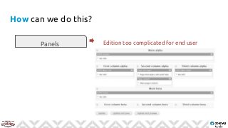 How can we do this?
Edition too complicated for end userPanels
 