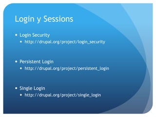 La instalaciónNo cargar Drupal de sitio web que no drupal.orgConfigurar el usuario de base de datos con pocaspermisionesConfigurarlaspermissiones de archivos