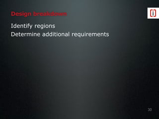 Design breakdown
Identify regions
Determine additional requirements
30
 