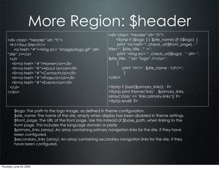 More Region: $header
                                                              <div class= “header” id= “h”>
    <div ...