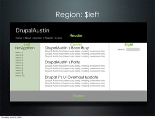 Region: $left

                DrupalAustin
                                                                 Header
      ...