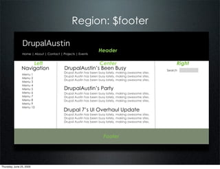 Region: $footer

                DrupalAustin
                                                                 Header
    ...