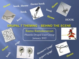 hook


                              HOOK



   Ramu Ramakesavan
  Phoenix Drupal User Group
         January 2012
 