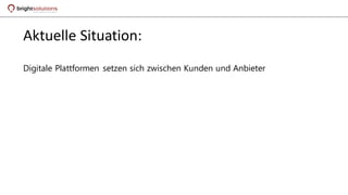 Aktuelle Situation:
Digitale Plattformen setzen sich zwischen Kunden und Anbieter
 
