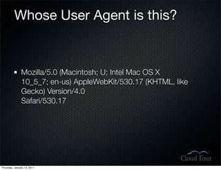 Whose User Agent is this?


               Mozilla/5.0 (Macintosh; U; Intel Mac OS X
               10_5_7; en-us) AppleWe...