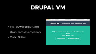 DRUPAL VM
geerlingguy, what's the quickest way I can
install a new Drupal site on my computer?
 