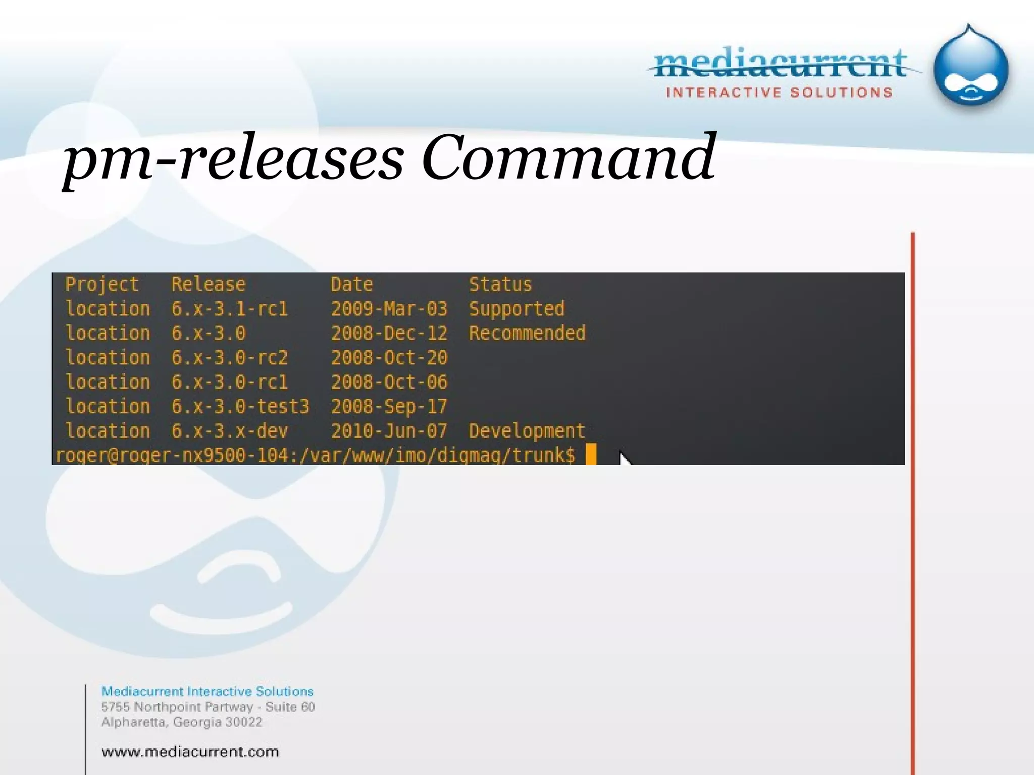 pm-releases Command Return This is body copy ` 