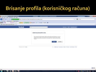 Brisanje profila (korisničkog računa)