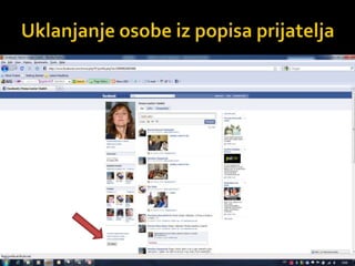 Uklanjanje osobe iz popisa prijatelja