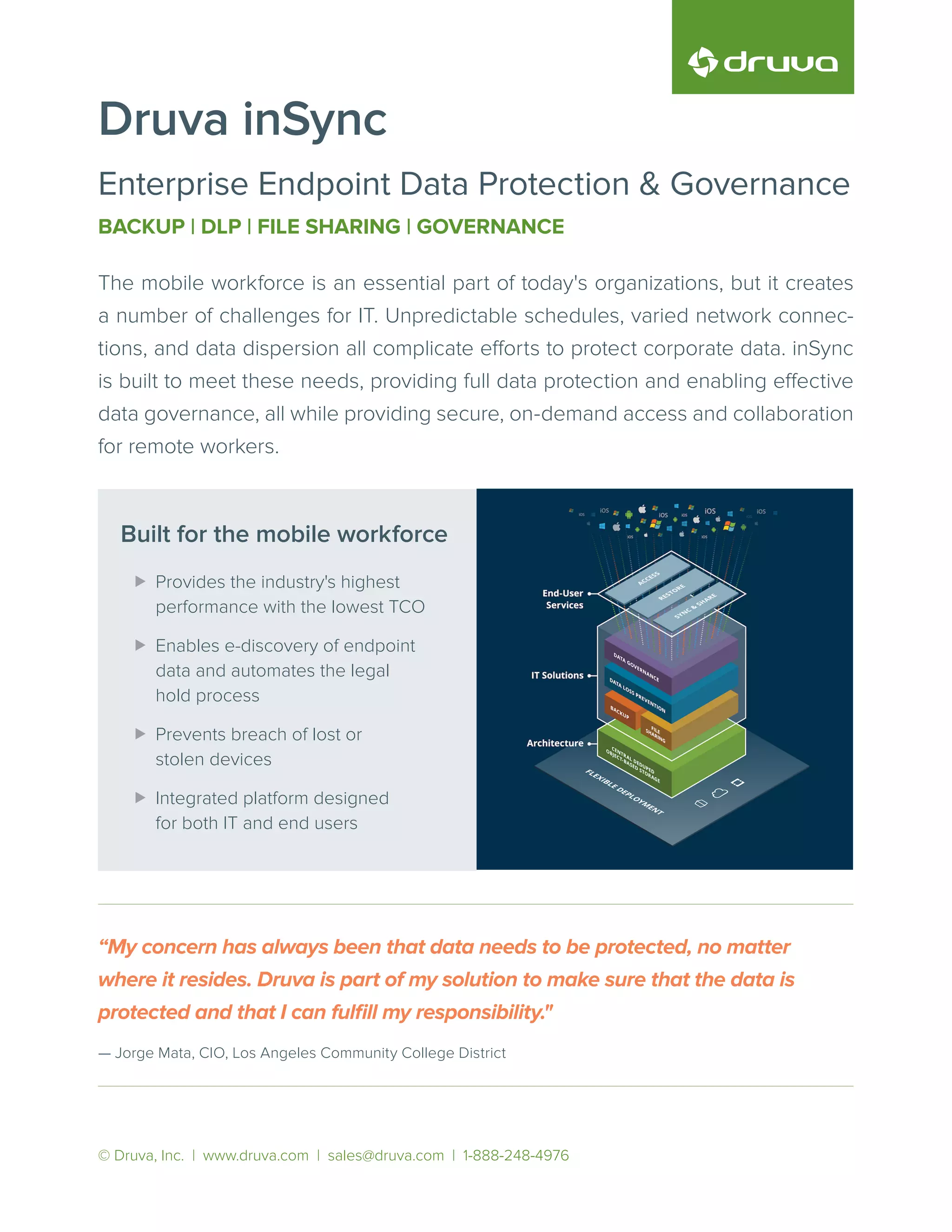 Druva inSync Enterprise Endpoint Data Protection & Governance (Data Sheet) PDF