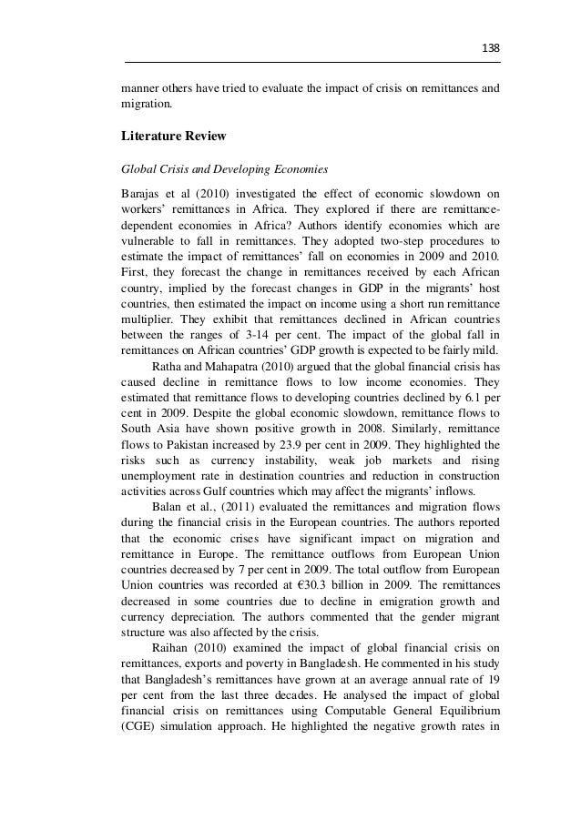 Literature review on global economic crisis