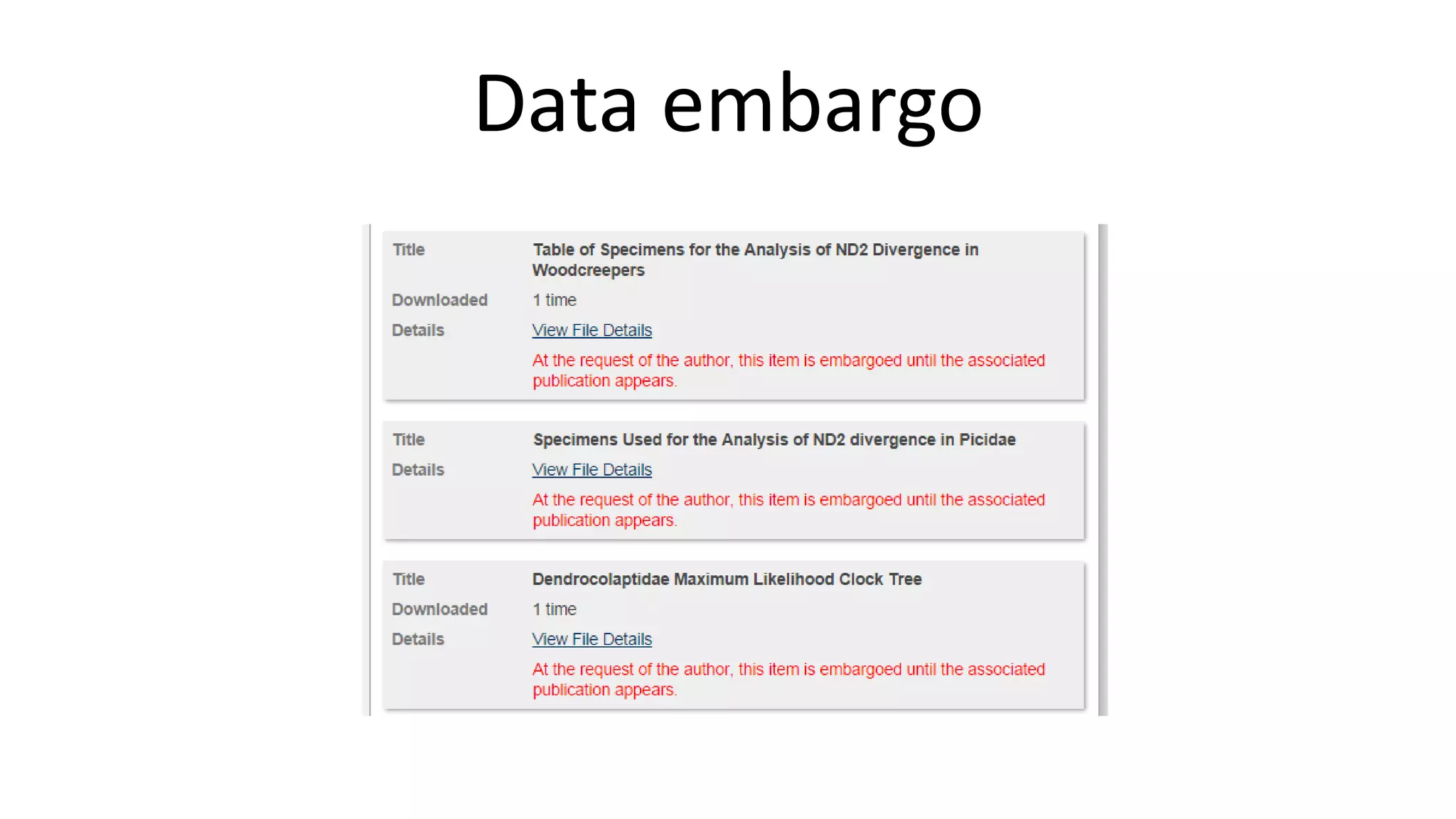 Data embargo  