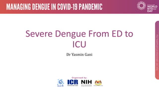 Severe Dengue From ED to
ICU
Dr Yasmin Gani
 