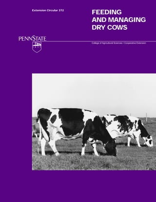 FEEDING
AND MANAGING
DRY COWS
College of Agricultural Sciences • Cooperative Extension
Extension Circular 372
 