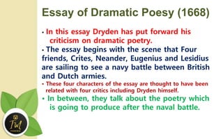 synopsis of essay of dramatic poesy