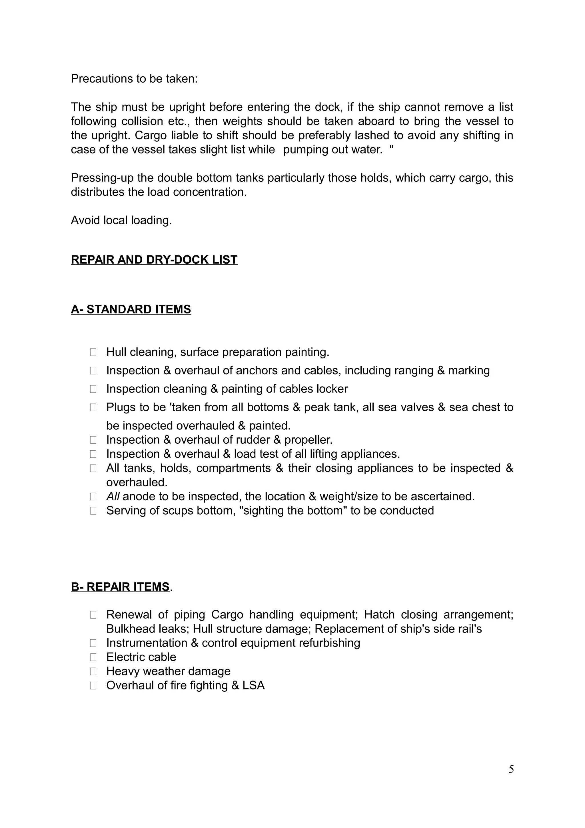 Dry docking operations | RTF