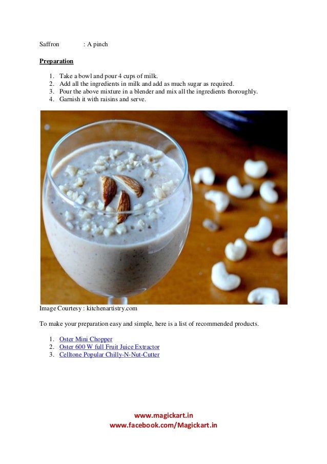 Dry fruit milkshake recipe - Desserts