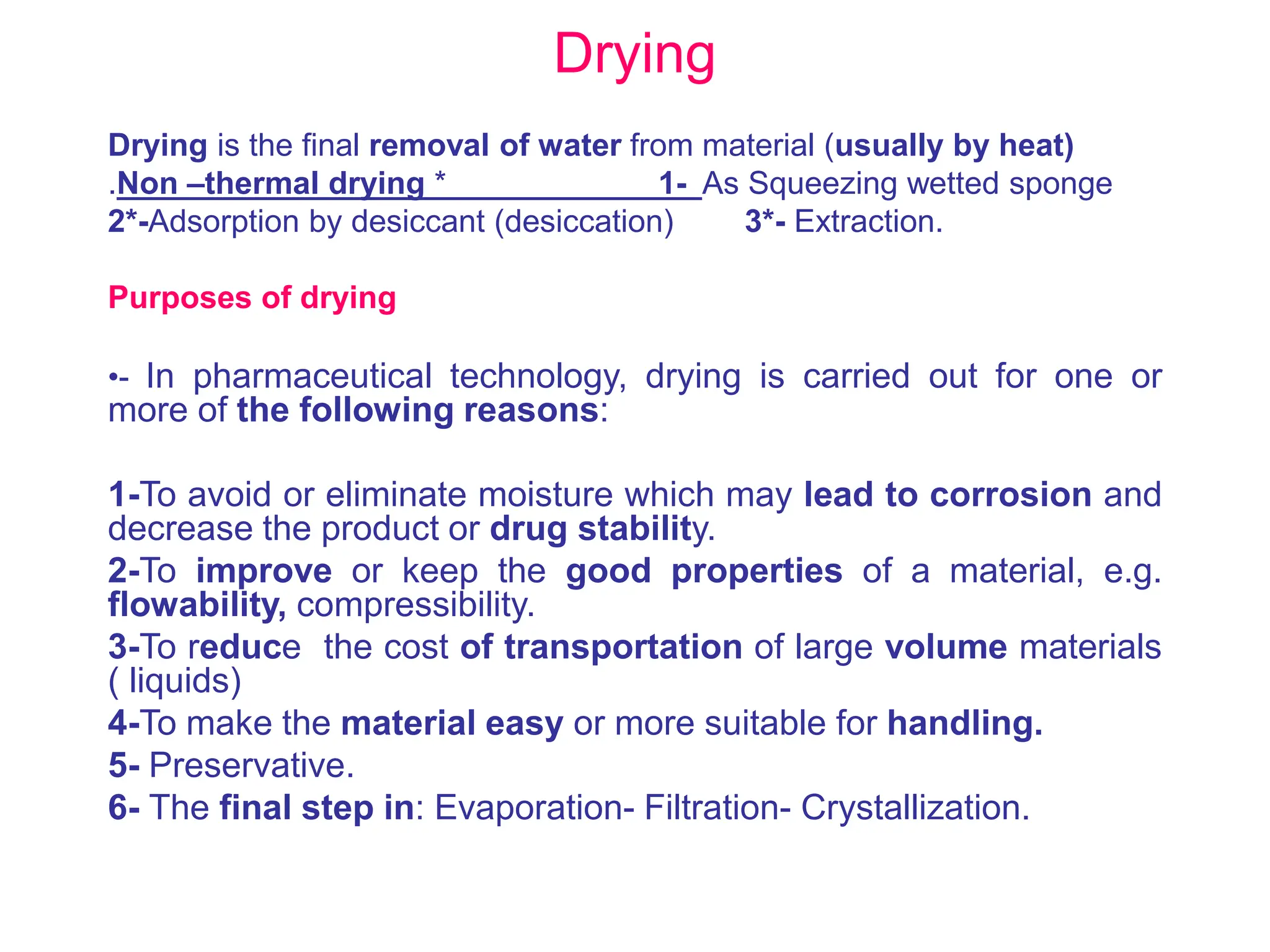 Drying in the pharmaceutical unit process PPT