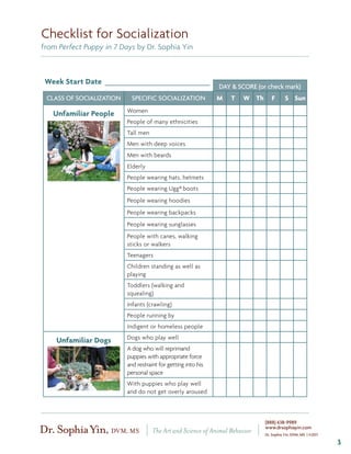 Puppy Socialization List | PDF