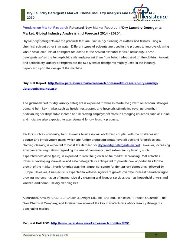 Dry Laundry Detergents Market Global Industry Analysis and Forecast