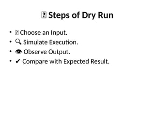 DryRun of algorithm class 10 computer presentation | PPTX
