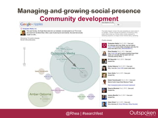 Managing and growing social presence
      Community development




              @Rhea | #searchfest
 