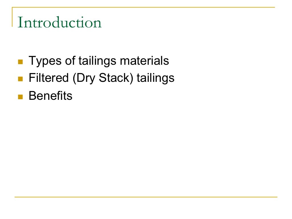 Dry Stack Tailings Overview