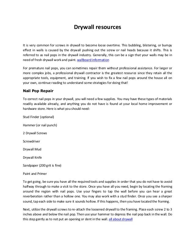 Drywall Resources