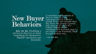 New Buyer
Behaviors
heu· ris· tic: Enabling a
person to discover or learn
something for themselves.
Digital experiences ar...