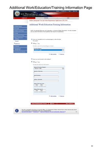 Additional Work/Education/Training Information Page
60
 
