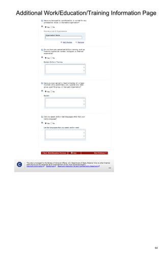 Additional Work/Education/Training Information Page
64
 
