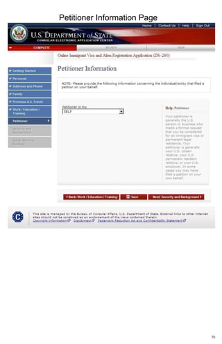 Petitioner Information Page
70
 