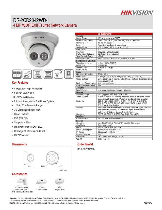 Hikvision DS2CD2342WDI IR Dome IP Kamera
