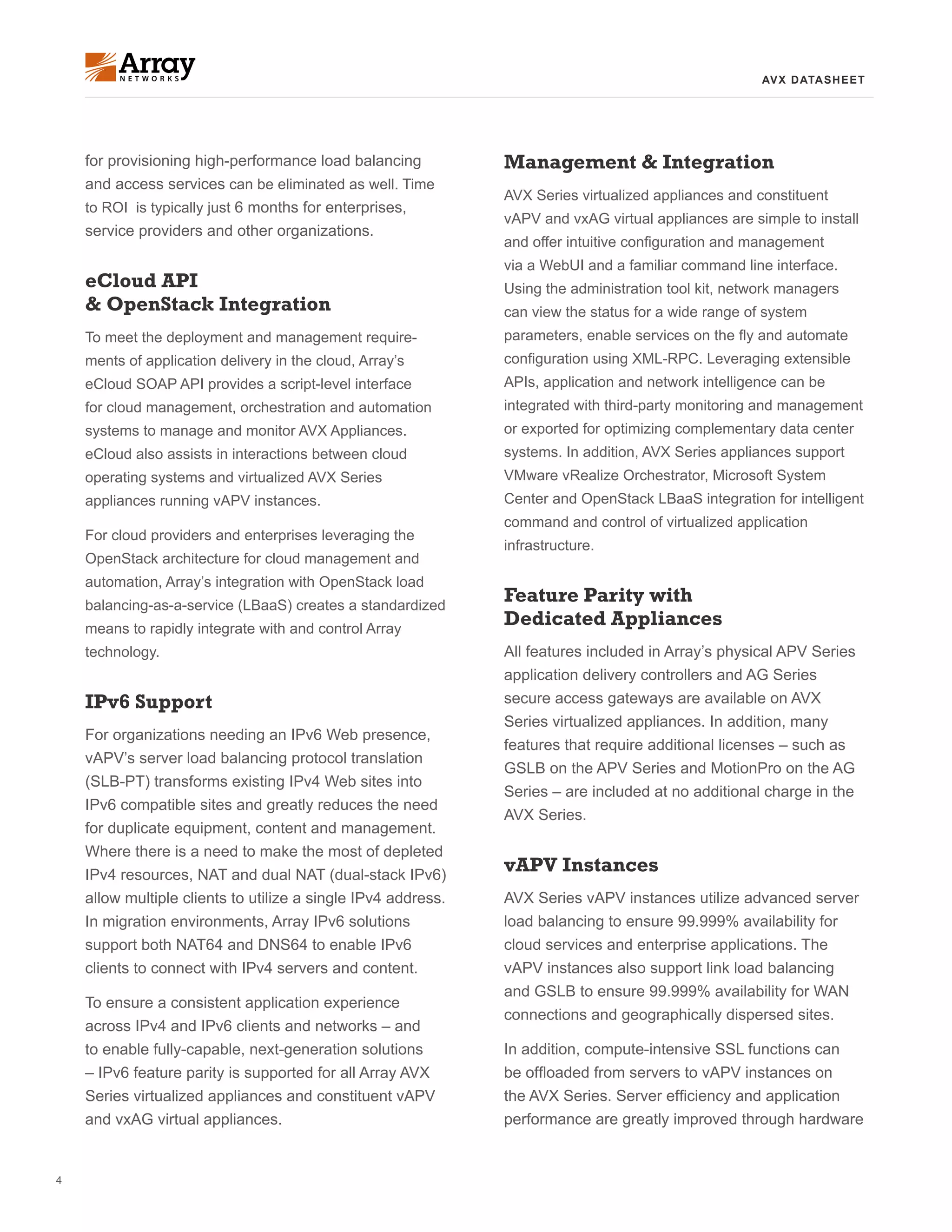 AVX SERIES VIRTUALIZED APPLIANCES | PDF