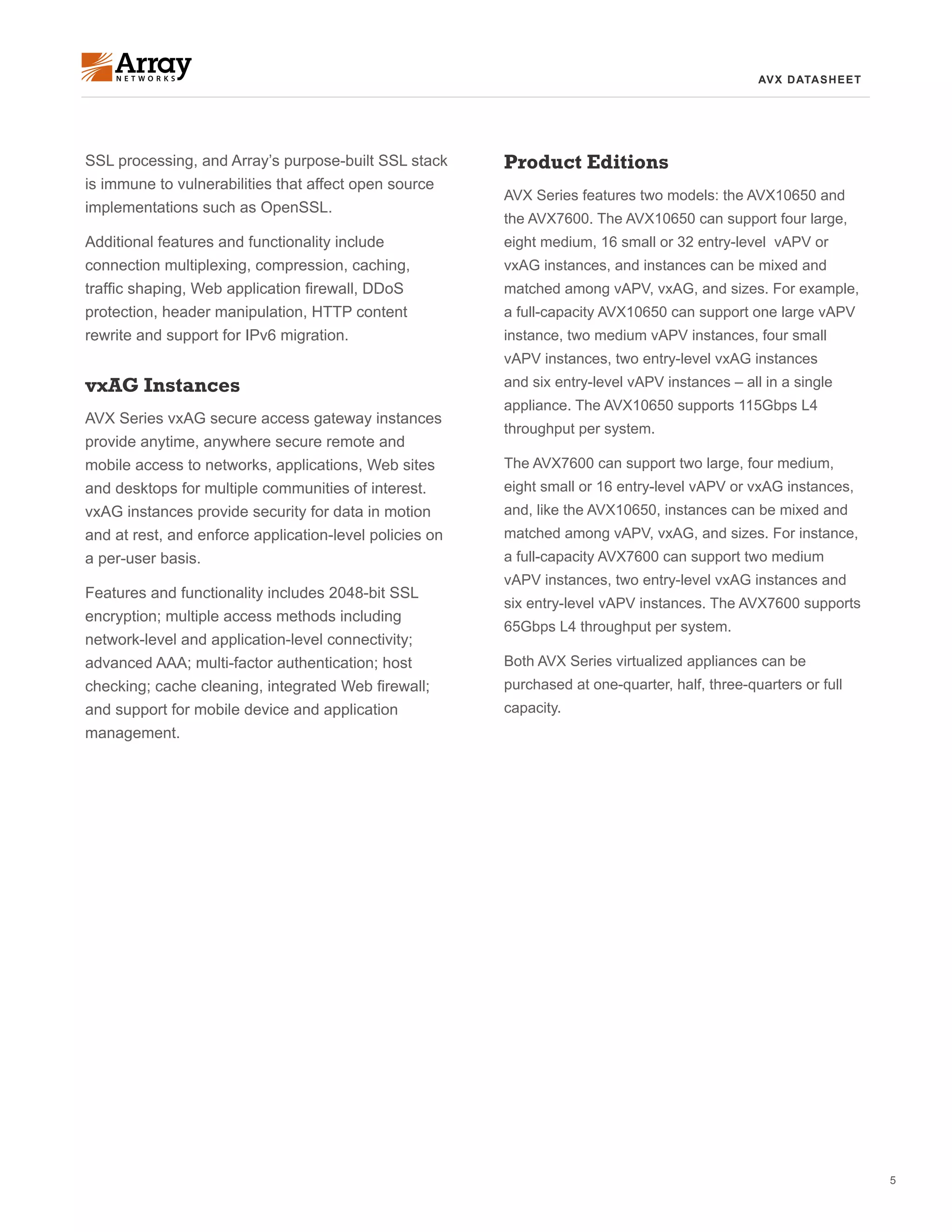 AVX SERIES VIRTUALIZED APPLIANCES | PDF